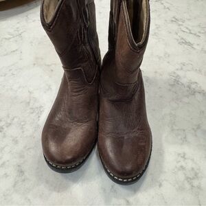 Old West Leather Cowboy Boots Brown Pull-On Western Kids 060 Style 4351